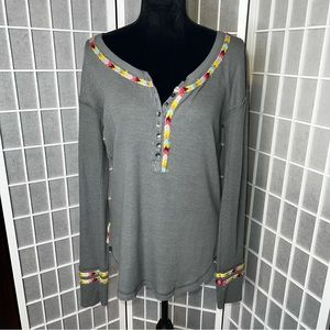 We the free thermal size medium gray with embroidered edge